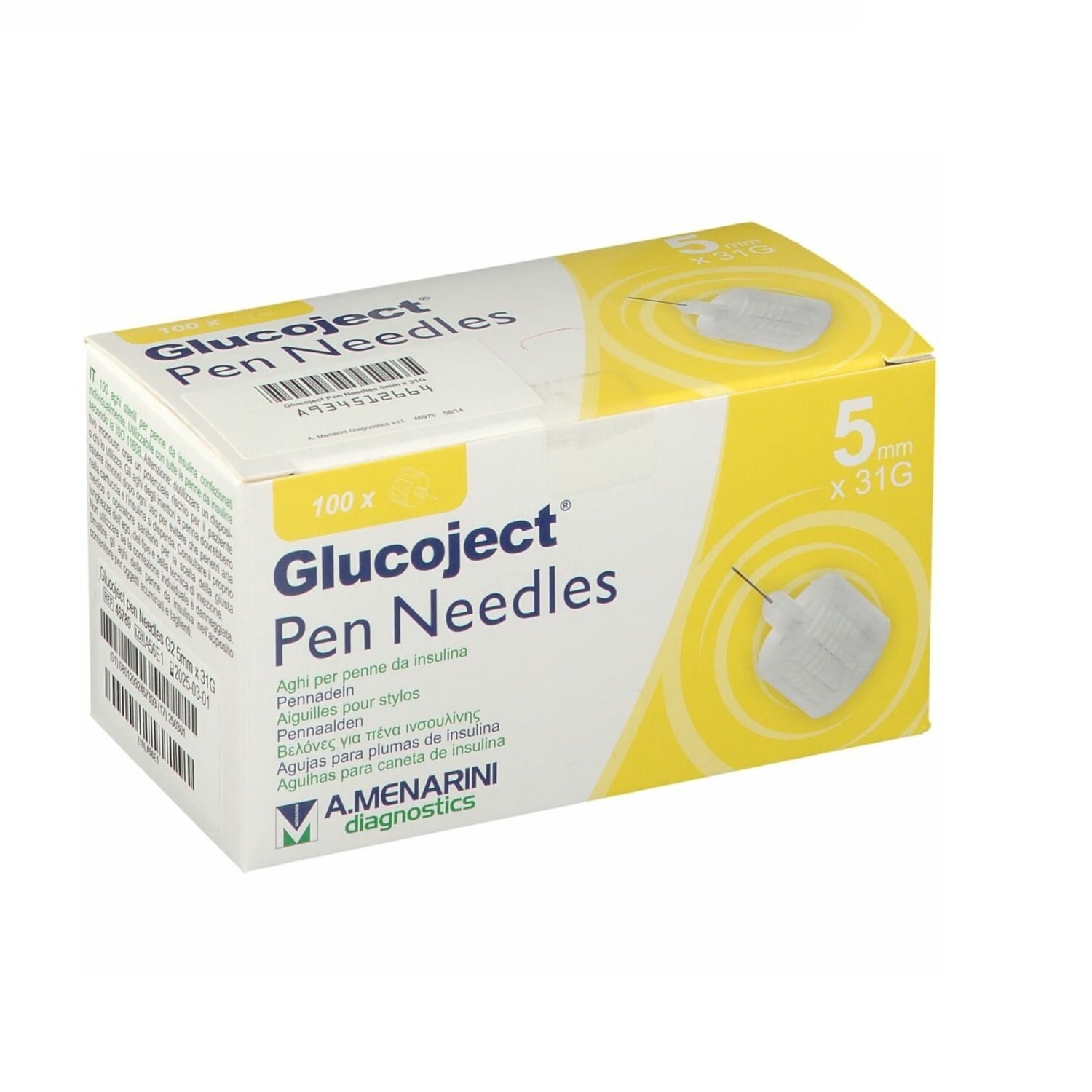 Glucoject Pen Needles 5mm 31G - 100 Aghi Sterili per Penna da Insulina