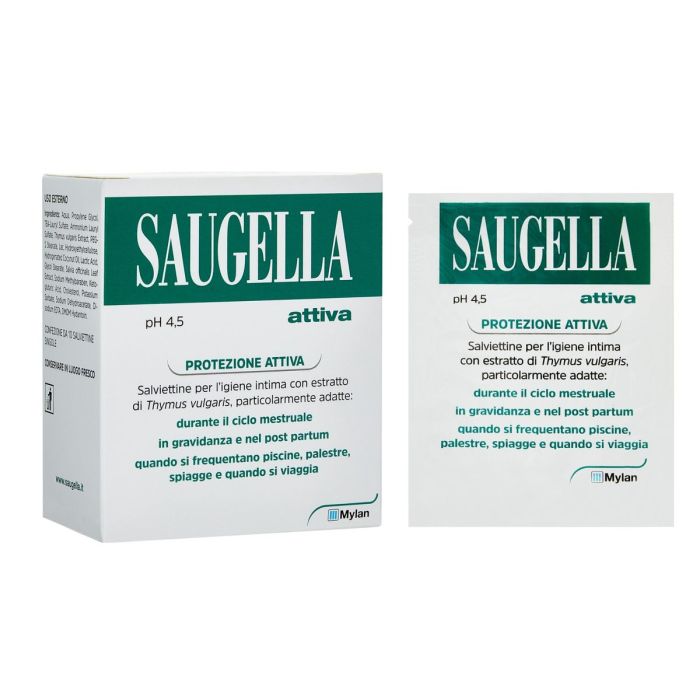 Saugella Attiva - Lingettes Intimes - Lot De 15 - Neuf - Hygiène Féminine
