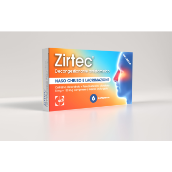 Zirtec Decongestionante Antistaminico 6 Cpr 5 Mg + 120 Mg Rilascio Prolungato
