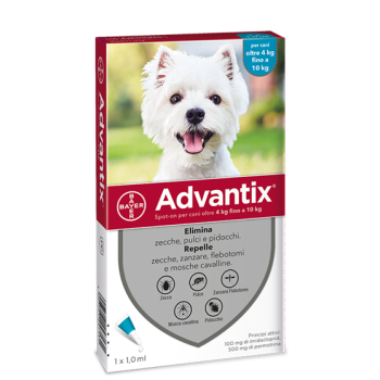 ADVANTIX SPOT ON*soluz 1 pipetta 1 ml 100 mg + 500 mg cani da 4 a 10 Kg