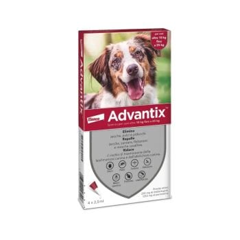 Advantix Spot On Soluz 6 Pipette 2,5 Ml 250 Mg + 1.250 Mg Cani Da 10 A 25 Kg