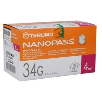 Ago Per Penna Da Insulina Nanopass Gauge 34 Lunghezza 4 Mm 100 Pezzi