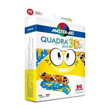 Master Aid Quadra 3D Boys Cerotti Assortiti Tnt Colorati Resistenti 20 Pezzi