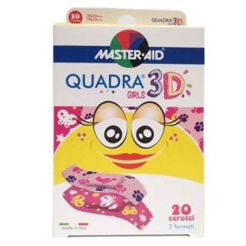 Master Aid Quadra 3D Girls Cerotti Assortiti Tnt Colorati Resistenti 20 Pezzi