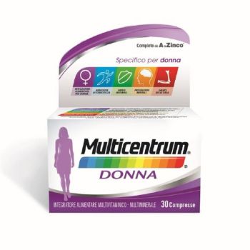 Multicentrum Donna Integratore Alimentare Multivitaminico Vitamina D Calcio Ferro Acido Folico 30 Compresse