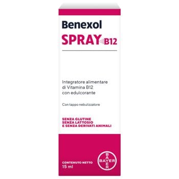 Benexol Spray Integratore Alimentare Di Vitamina B12 Ad Alto Dosaggio, Con Edulcorante, Flacone Da 15 Ml