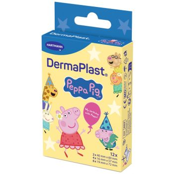 Cerotto Piccole Ferite Dermaplast Peppa Pig 2 Pezzi Da 40X60Mm + 4 Pezzi Da 16X57 Mm + 6 Pezzi Da 19X72 Mm