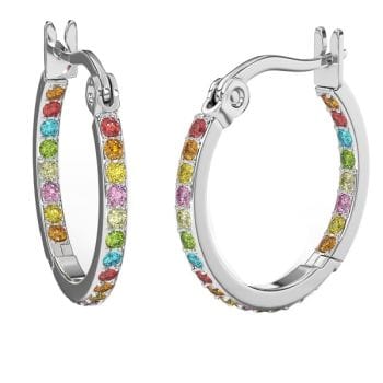 Bjt407 Orecchini Hoop/Cristalli Multicolor 20Mm Stainless Steel