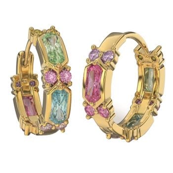 Bjt415 Orecchini Ring/Cristalli Multicolor 19Mm Gold Plated