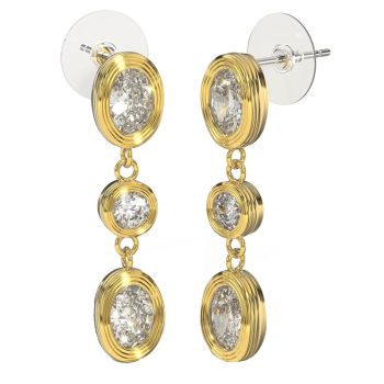 Bjt417 Orecchini Drops/Cristalli Bianchi 30Mm Gold Plated