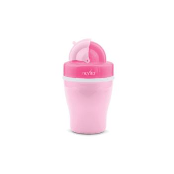 Nuvita Tazza Con Cannuccia E Doppio Isolamento Termico Rosa 18 M+ 200 Ml