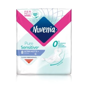 Nuvenia Pure Sensitive Assorbenti Ultra Notte Con Ali 8 Pezzi