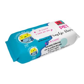 A+Cure I Love My Pet Salviette Pop-Up Muschio Bianco 100 Pezzi Ricarica
