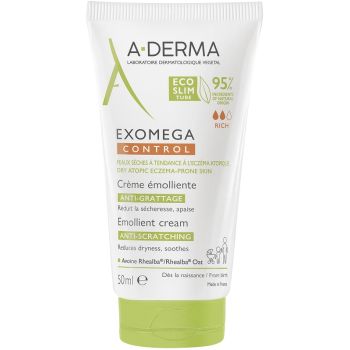 A-Derma Exomega Control Crema Emolliente Sterile Anti-Grattage Per Pelle Secca E A Tendenza Atopica 50 Ml