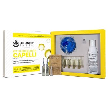 Organics Pharm Kit Purificante Capelli Anti Dandroff 1 Shampoo 150 Ml + 6 Fiale Da 6 Ml + Spazzolina Massaggio