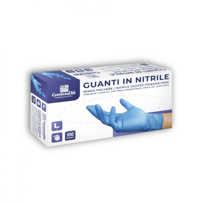 Guanti In Nitrile LM Blu Senza Polvere Taglia L - Confezione 100 Pezzi, Resistenti E AQL 1,5 Per Uso Alimentare E Industriale