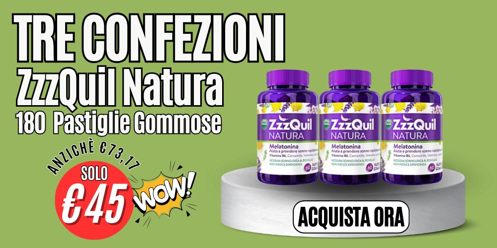Farmacia Uno - 3 confezioni di ZzzQuil Natura  (180 pastiglie gommose) a solo 45€ anzichè 73,17€